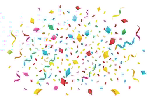 Colorful Confetti and Ribbons Falling on White Background vector