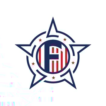 American Patriotic F Logo with Star and Flag. Letter F Patriotic Logo Design vector