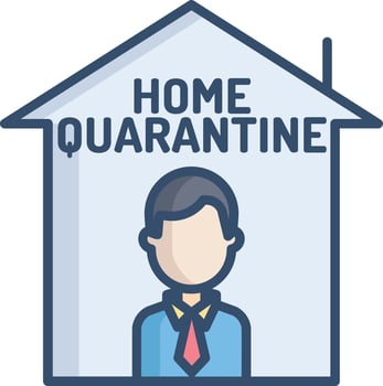 Home quarantine linear color illustration vector
