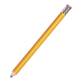 Pencil on white. wooden pencil with eraser. illustration on a white background vector