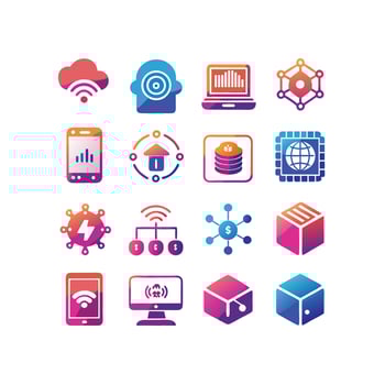 Technology Icon Set Illustration for Documents, Websites and Mobile Applications vector