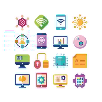 Technology Icon Set Illustration for Documents, Websites and Mobile Applications vector