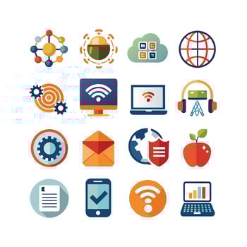 Technology Icon Set Illustration for Documents, Websites and Mobile Applications vector