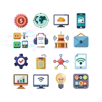 Technology Icon Set Illustration for Documents, Websites and Mobile Applications vector