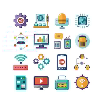 Technology Icon Set Illustration for Documents, Websites and Mobile Applications vector