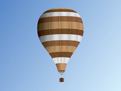 A brown and maroon striped pattern design hot air balloon flying in the sky illustration vector