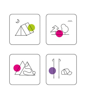 Tourism Pictograms. Vacation and holidays Icons set of Pictograms. outdoor and camping icons. line series. icons isolated on white vector