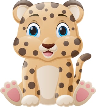 Cute baby cheetah cartoon sitting vector