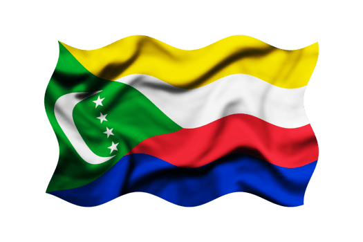 Waving the flag of Comoros on a transparent background. 3d rendering png