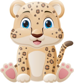 Cute baby leopard cartoon sitting vector