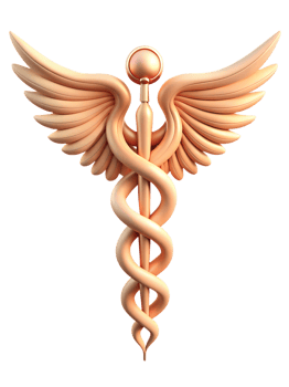 Caduceus medical 3d symbol. Medical snakes wings wand as medicine system and health care concept. Transparent background png