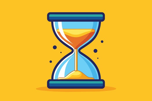 Cartoon Hourglass With Sand Falling on a Yellow Background vector