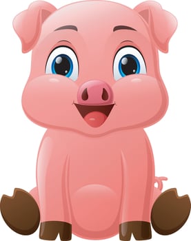Cute little pig cartoon sitting vector