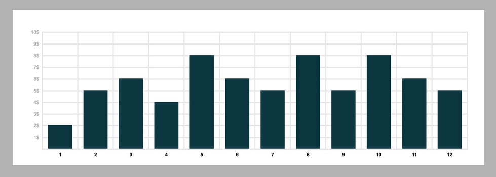 Infographic template, bar chart, monthly chart statistics in a year vector