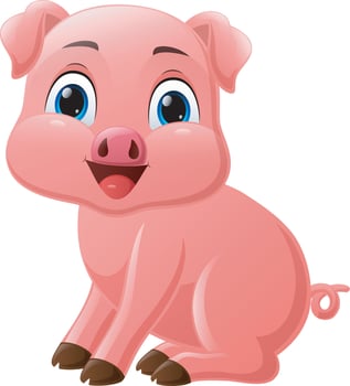Cute little pig cartoon on white background vector