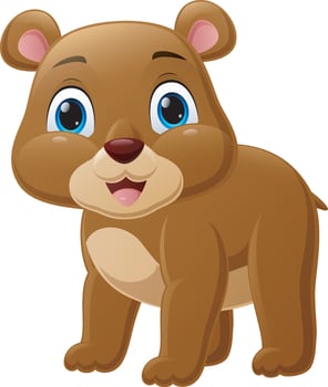 Cute little bear cartoon on white background vector