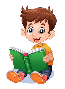 Boy Kid Reading Book Cartoon Style Isolated on Transparent Background png