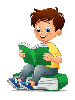 Boy Kid Reading Book Cartoon Style Isolated on Transparent Background png