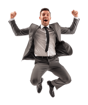 Happy Excited Businessman Jumping Isolated on Transparent Background png