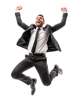 Happy Excited Businessman Jumping Isolated on Transparent Background png