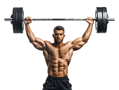 Athlete Muscular Man Lifting Barbell Isolated on Transparent Background png
