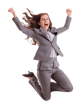 Happy Excited Businesswoman Jumping Isolated on Transparent Background png