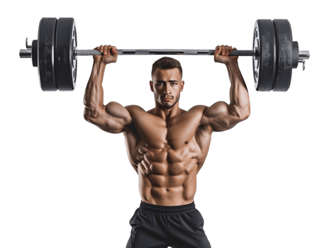 Athlete Muscular Man Lifting Barbell Isolated on Transparent Background png