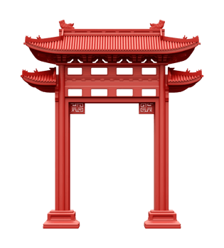 Paifang Red Chinese Gate Isolated on Transparent Background png