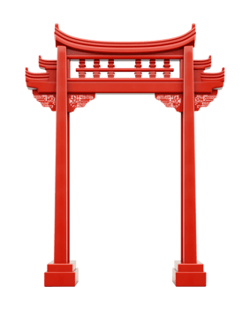 Paifang Red Chinese Gate Isolated on Transparent Background png