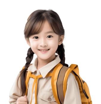Asian Girl Kid Student With Backpack Isolated on Transparent Background png