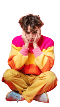 Person feeling depressed and showing signs of sadness on a transparent background png