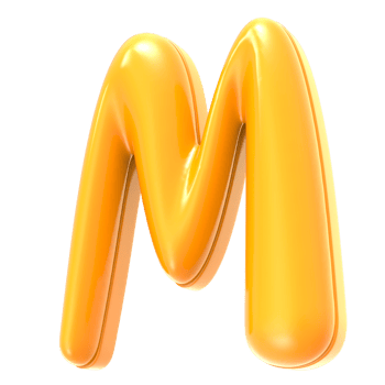 M Font Yellow 3D Render png