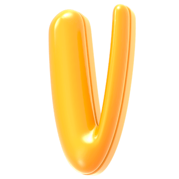 V Font Yellow 3D Render png
