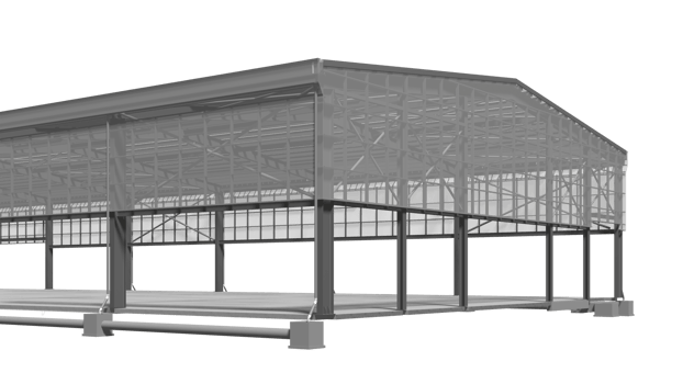 3D illustration of industrial building in transparent png