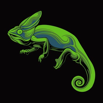 Chameleon Illustration Design For Elements, editable colors vector