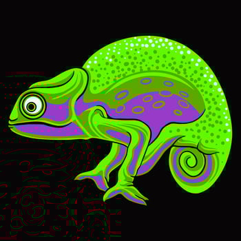 Chameleon Illustration Design For Elements, editable colors vector