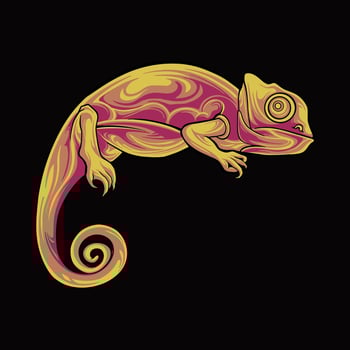 Chameleon Illustration Design For Elements, editable colors vector