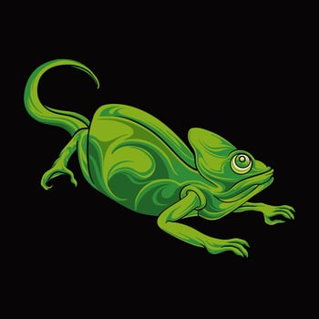 Chameleon Illustration Design For Elements, editable colors vector
