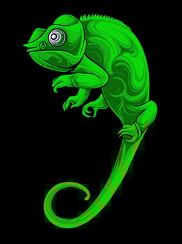 Chameleon Illustration Design For Elements, editable colors vector