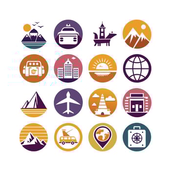 Travel Icon Set Collection for Documents, Websites and Mobile Applications vector