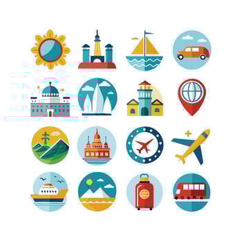 Travel Icon Set Collection for Documents, Websites and Mobile Applications vector