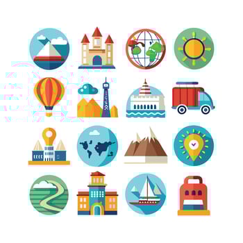 Travel Icon Set Collection for Documents, Websites and Mobile Applications vector