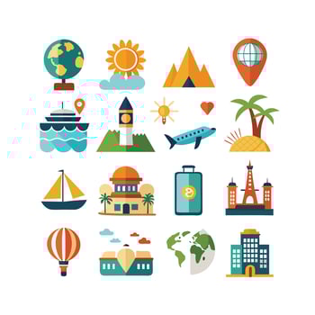 Travel Icon Set Collection for Documents, Websites and Mobile Applications vector