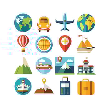 Travel Icon Set Collection for Documents, Websites and Mobile Applications vector