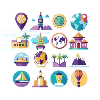Travel Icon Set Collection for Documents, Websites and Mobile Applications vector