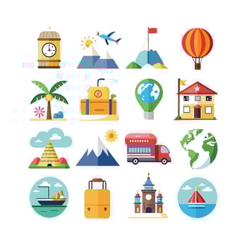 Travel Icon Set Collection for Documents, Websites and Mobile Applications vector