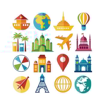 Travel Icon Set Collection for Documents, Websites and Mobile Applications vector