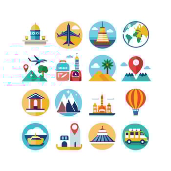 Travel Icon Set Collection for Documents, Websites and Mobile Applications vector