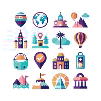 Travel Icon Set Collection for Documents, Websites and Mobile Applications vector