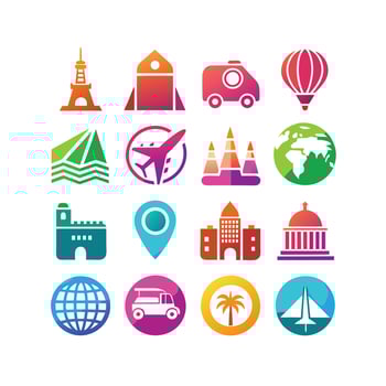 Travel Icon Set Collection for Documents, Websites and Mobile Applications vector